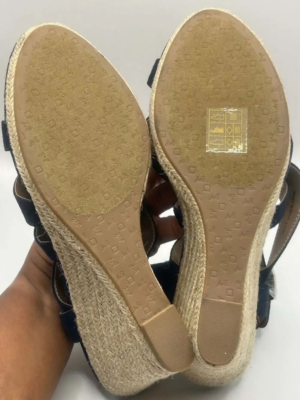 DV8 by Dolce Vita Navy Suede Strappy Espadrille Wedge Sandals